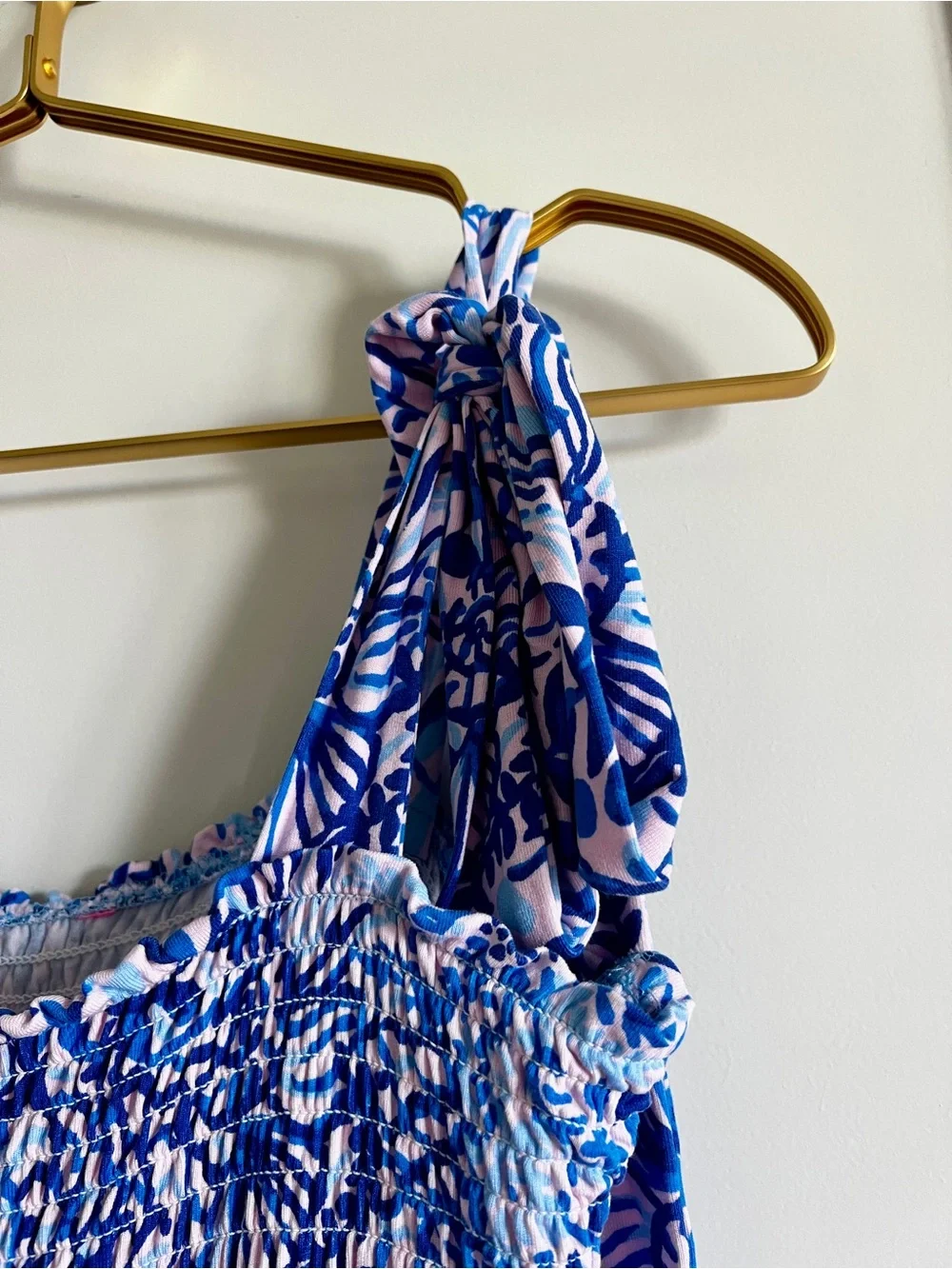 Lilly Pulitzer Kailua Smocked Dress High Tides Good Vibes Bow Strap Size Medium - Picture 11 of 14